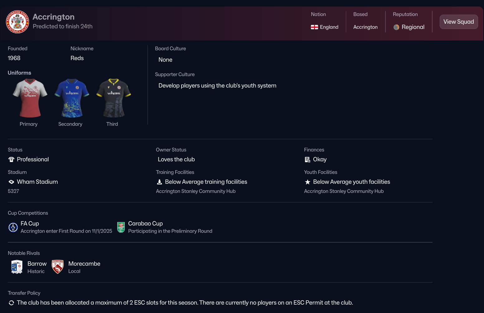 Accrington Town FC Info