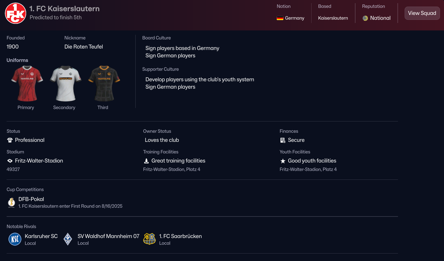 Kaiserslautern FC Info